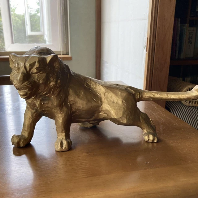 Tiger Bronze Statue 11.8 inch Width Japanese Vintage Figurine