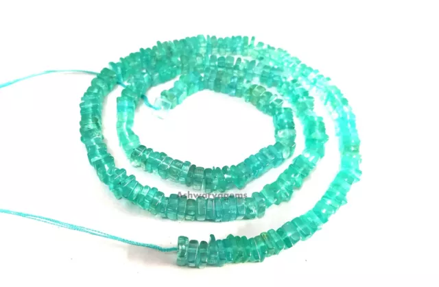 APATITE SQUARE NATURAL 4-5MM SMOOTH HEISHI CUT GEMSTONE BEADS 16"INCH 113Ct
