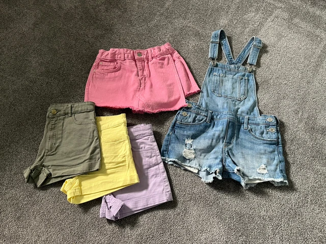 Girls Bundle H&M Shorts, River Island Denim Skort, H&M Dungarees Age 9-10