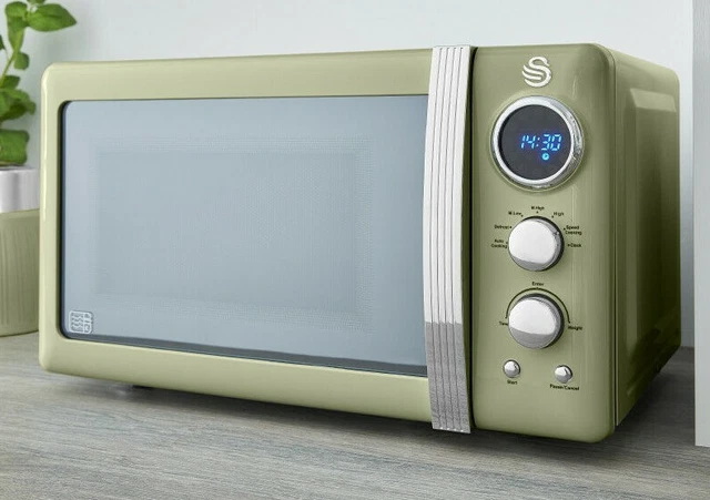 Swan retro microwave on sale grey