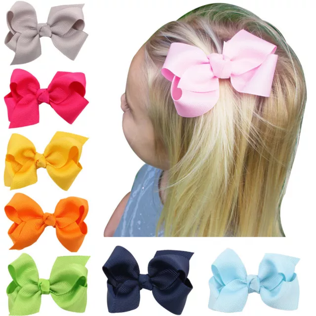 Hair Bow Boutique Baby Girls Grosgrain Ribbon With Clips Headwear Barrettes -