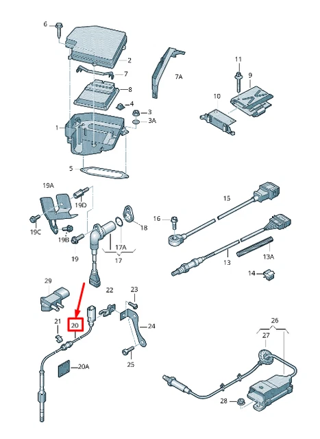 Capteur Température Gaz D'Échappement Avant FAP - Compatible Audi A6 4F, A8 4E (2003-2011) - Ref 038906088A