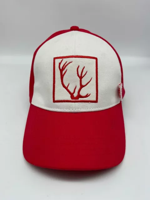 NWT Jim Beam Red Stag Baseball Cap Men’s Red And White Fitted Logo