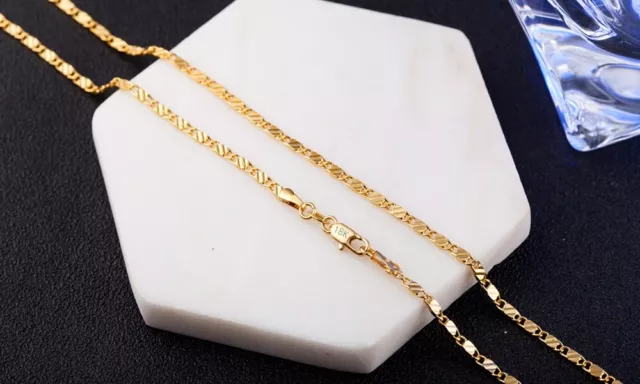 Womens Ladies Curb Necklace Chain Pendant Gold Silver Jewellery Men Wedding Gift 3