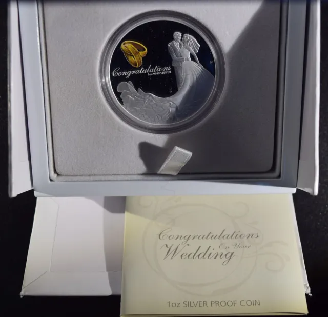2021 Australia Silver 1oz Wedding Congratulations Dollar, Mint Packaging "Proof"