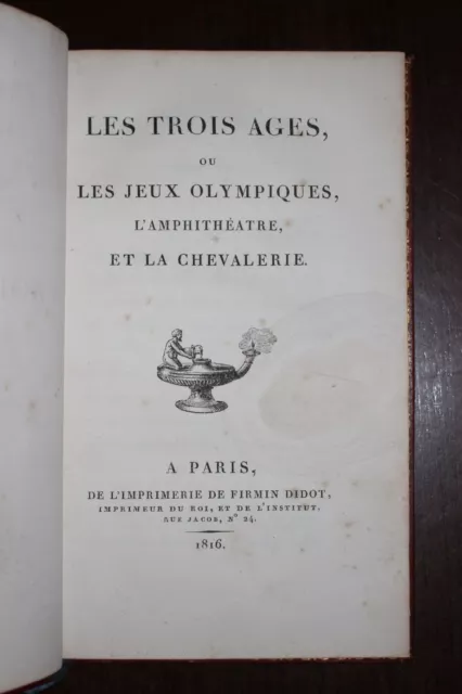 ✒ TRES RARE EO ROUX de ROCHELLE Trois âges JEUX OLYMPIQUES 1816 MAROQUIN SIMIER 2