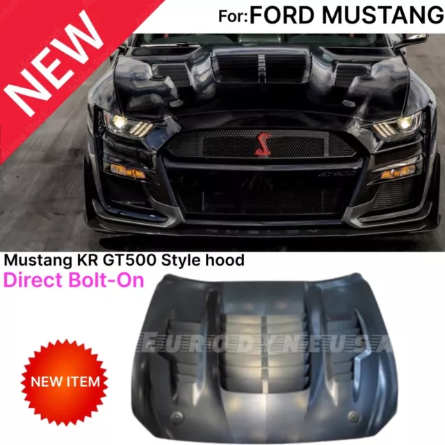 Fits 15-17 Ford Mustang GT500 Style Aluminum Front Hood Cover Air Vent KR Style
