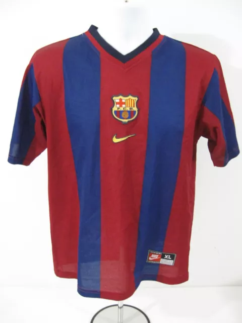 FC Barcelona 1998 - 2000 Home Jersey Nike Shirt Size Boys XL Football Vintage