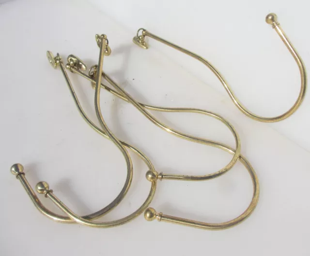 Vintage Brass Curtain Tie Backs Hooks French Old Hook Hanger 14"H -£15 each