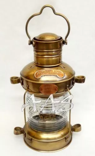 Antik Messing & Kupfer Anker Öl Lampe Nautial Maritim Schiff Boot Licht Laterne