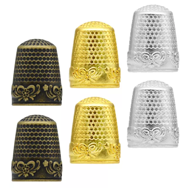 6 Pcs Metal Knitting Finger Ring Needlework Thimble Rings Cot Cross Stitch