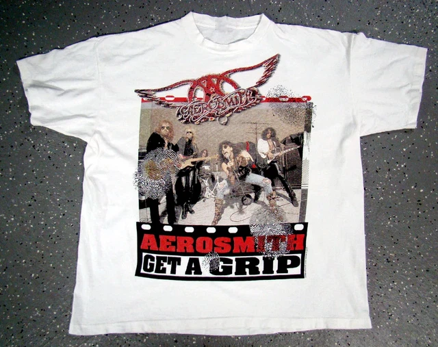 Aerosmith Get A Grip Tour 1993 Vintage Unisex White Cotton T-Shirt S-3XL