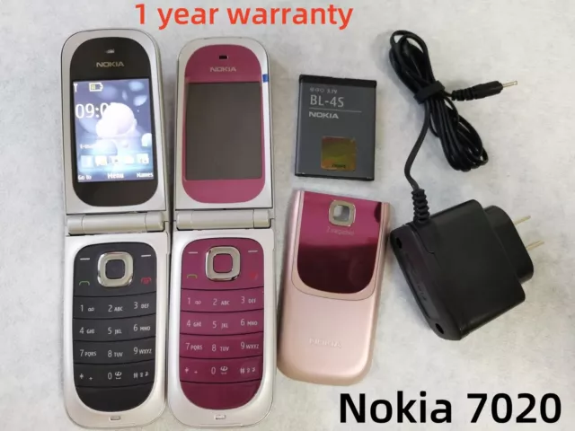 Original Nokia 7020 Pink Gray 2G  GSM Unlocked Flip Mobile phone 1 year warranty