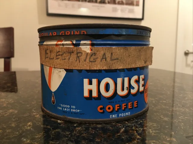 (1) Vintage 1lb Keywind Maxwell House Coffee Drip Grind Coffee Tin Can