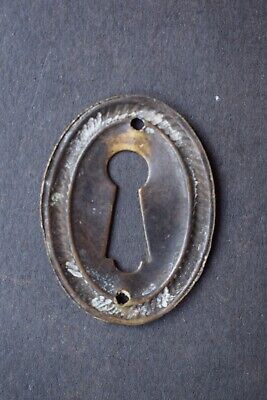 Reclaimed Regency Brass Cabinet Door Escutcheon vintage key hole lock surround 2