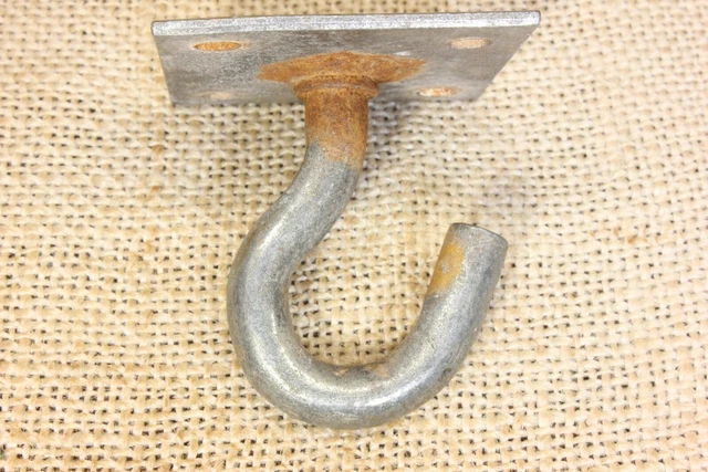 Old Plant Hook Porch Ceiling Wall 1 3/4  X 1 7/8” Wash Line Vintage Rustic Steel 2