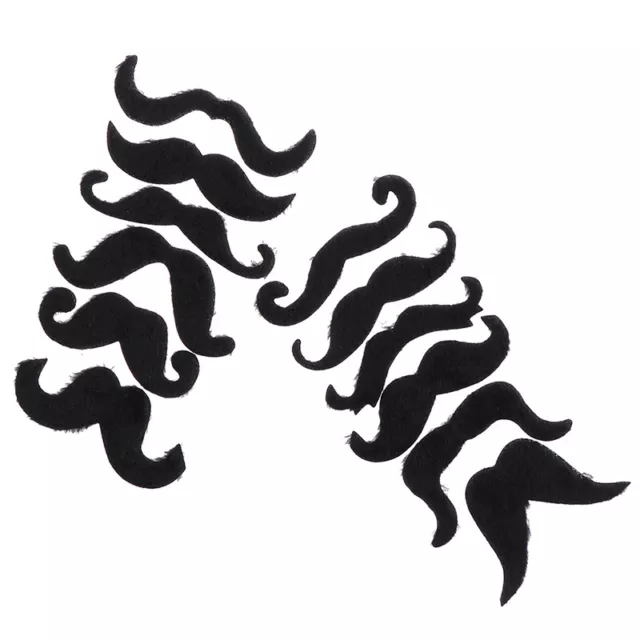 12Pcs/set Black Fake Moustaches Self Adhesive Joke Mexican Novelty Party Sup^ Sp