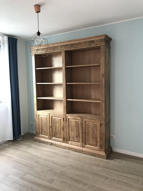 LIBRERIA SU MISURA In Legno Antico Abete Massello 4 Porte Colore ...