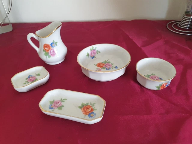 Service De Toilette De Poupée Ancien En Tôle émaillée - Dinette Vintage - Occasion Rare