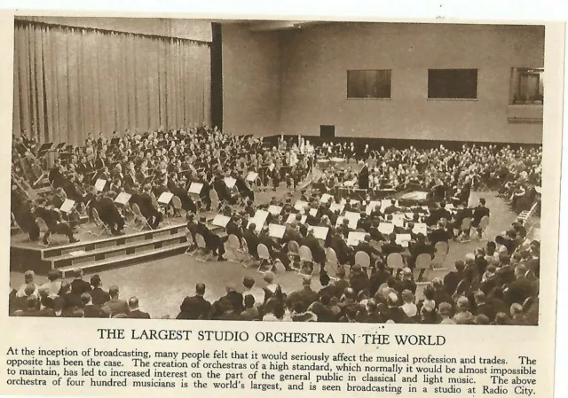 THE LARGEST STUDIO ORCHESTRA IN WORLD STUDIO RADIO CITY c 1935 CLIP CLIPPING