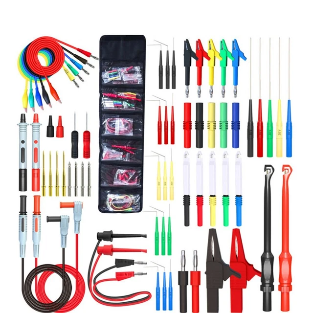 Kit 22 Pièces Câbles Test Multimètre - Prises Banane 4 Mm, Pinces Crocodile, Sondes - Peakelect