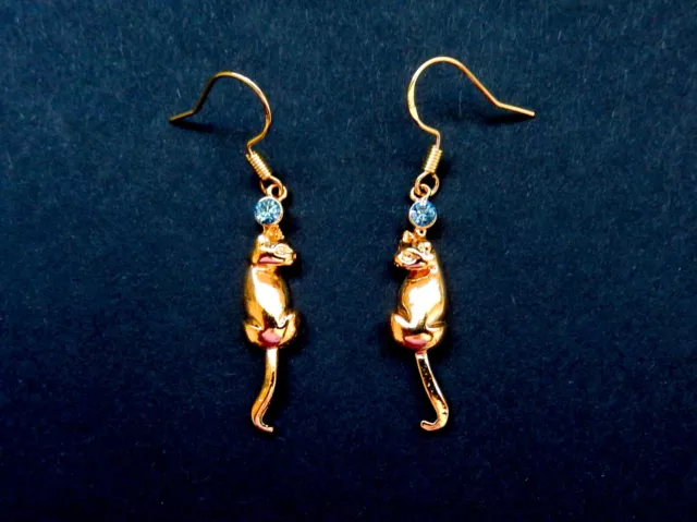 Egyptian  Bast Cat Earrings  with Austrian Crystals