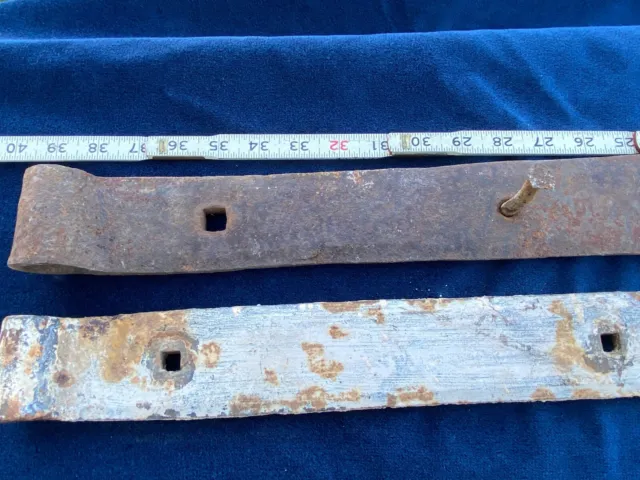 Vintage Barn Strap Hinges Pair 39" long 2" wide Cast Iron Wrought 2