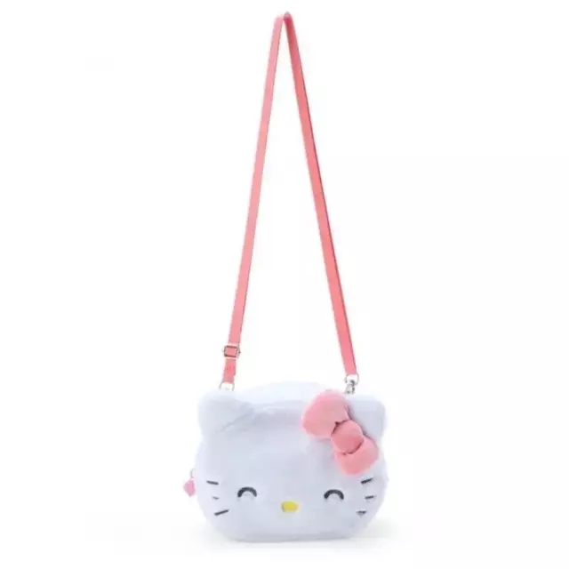 Japan Sanrio Hello Kitty Smile Niconico Plush 2 Way Crossbody Bag Eyes Closed KT