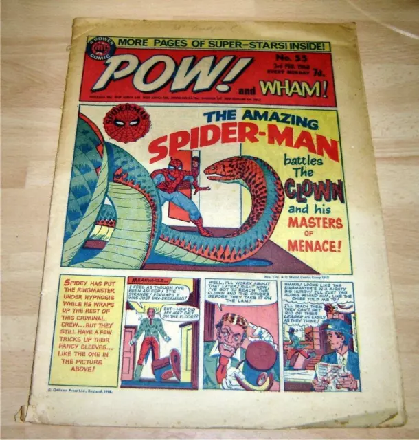 POW! and WHAM! No.55 3rd Feb. 1968 - A Power Comic - Super-Stars pages intact!