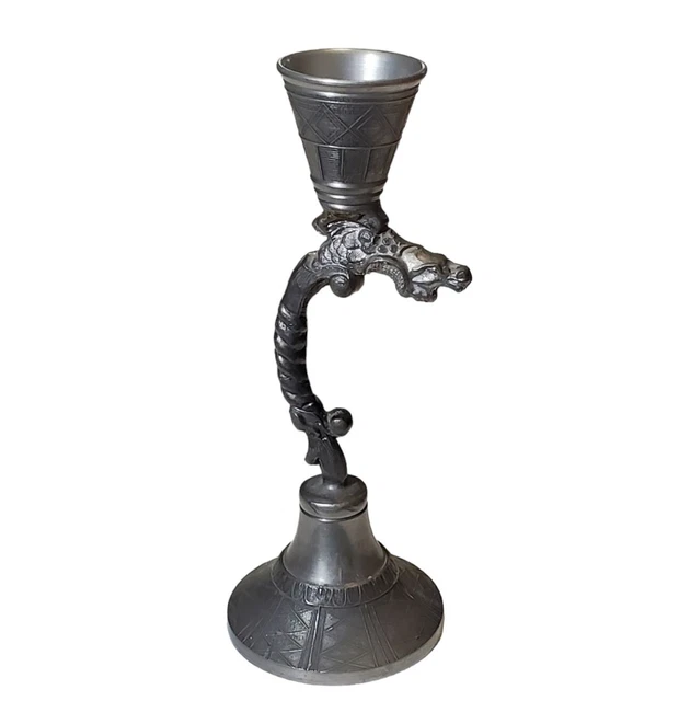 Antique Dragon  Candlestick Candle Holder South American Aztec Mayan  Cast Metal