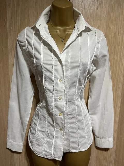 Chemisier Anne Fontaine Vintage Taille 38/40 Blanc Coton - Occasion Très Bon état