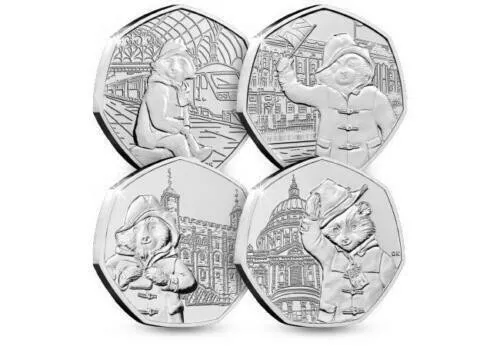 Paddington Bear 50p Coins - Palace/Station/Tower London/St Pauls Cathedral Set 4