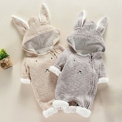 Newborn Infant Baby Boys&Girls Cartoon Hooded 3D Ear Rompers Jumpsuit Clothes UK