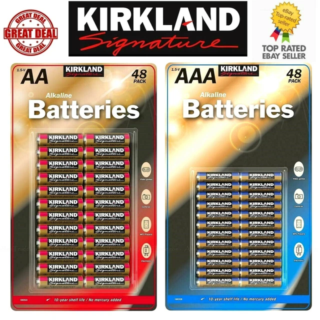 🔥 KIRKLAND SIGNATURE Battery Alkaline Long Life Lasting 1.5v AA or AAA