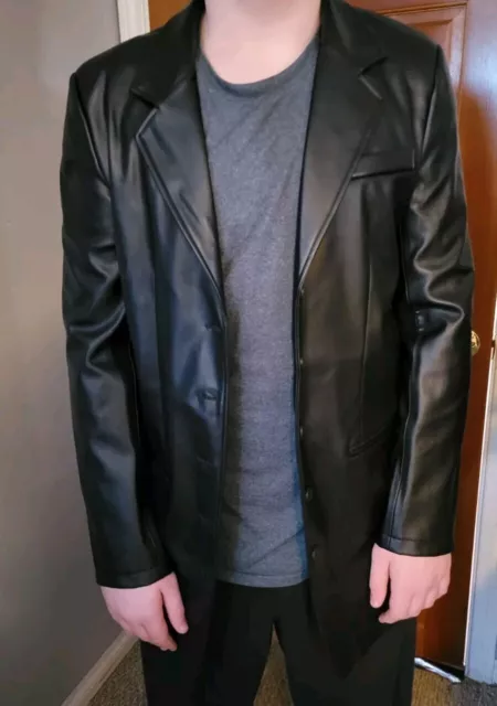 Steve Madden Men's Jacket Imitation Leather, Unlined, Black, 3/4 length NWT