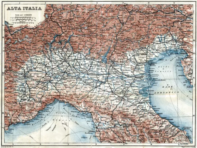 ALTA ITALIA, ITALIA del nord: carta geografica.+ passepartout.Stampa  antica.1886 EUR 34,99 - PicClick IT
