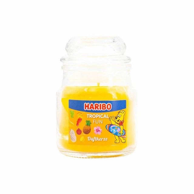 Candela profumata Haribo Tropical Fun Mini, candela in vetro, profumo di frut...