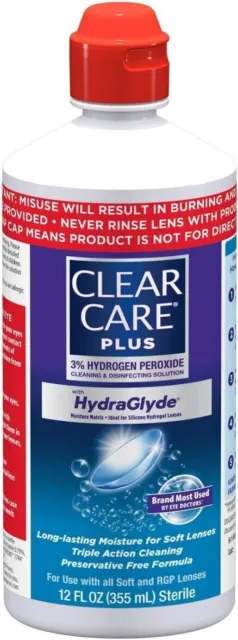 6 PK Clear Care Plus Cleaning and Disinfecting Solution - 12 fl oz