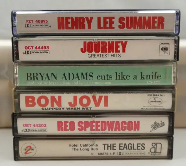 Cassette Tape Lot x6+ EAGLES JOURNEY REO BON JOVI BRYAN ADAMS HENRY LEE SUMMER 2