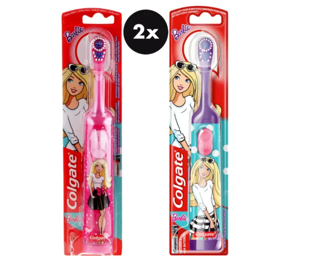 2x Colgate Barbie Battery Powered Toothbrush Extra Soft - Colour will Vary