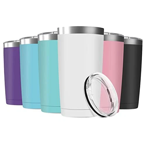 6 Pack 20oz Tumbler Vacuum Insulated Travel Mug with Lids, Stainless Steel Do...