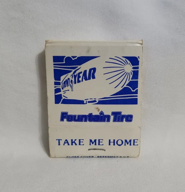 Vintage Good Year Blimp Fountain Tire Matchbook Advertising Matches Full