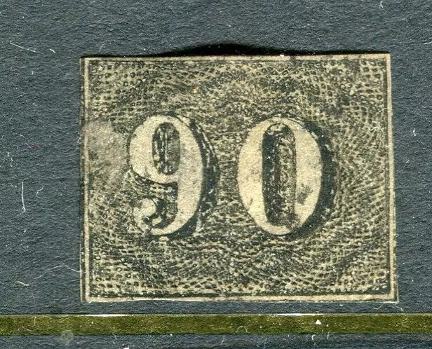 BRAZIL; 1850s early classic Imperf numeral issue used 90r. value