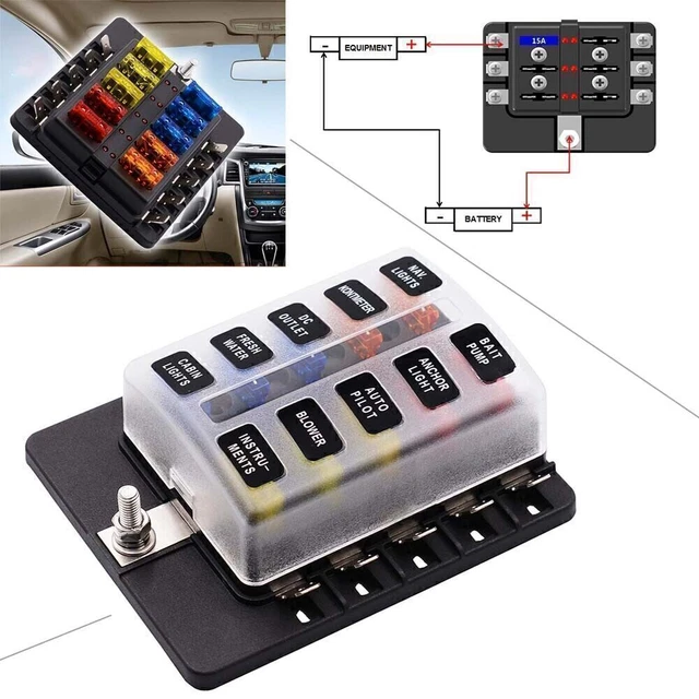 Blocco Fusibili 6 Vie Con LED Segnalazione - Scatola Portafusibile Per Auto, Camper E Barca (ATC/ATO)