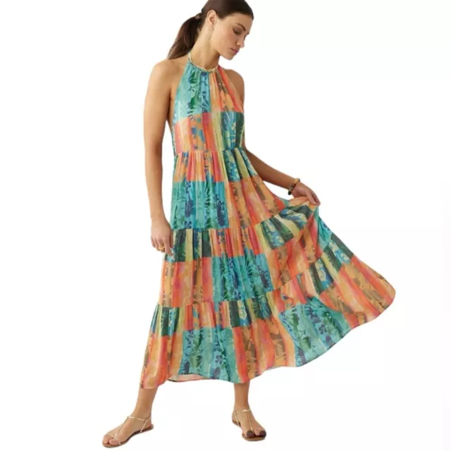 O’Neill Multicolor Tropical Jennifer Tiered Maxi Dress Size Large NWT