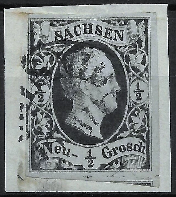 SACHSEN 1851... MiNr. 3 ...1/2 Ngr...Ortsstempel LEISNIG
