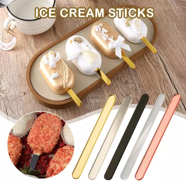 10PCS Acrylic Ice Cream Sticks Popsicle Jelly Making Craft Party Reusable Stic༄