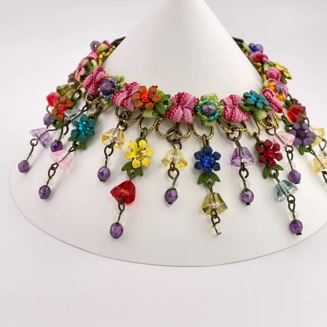 Michal Negrin Bracelet Colorful Floral With Swarovski Crystals Eclectic Boho