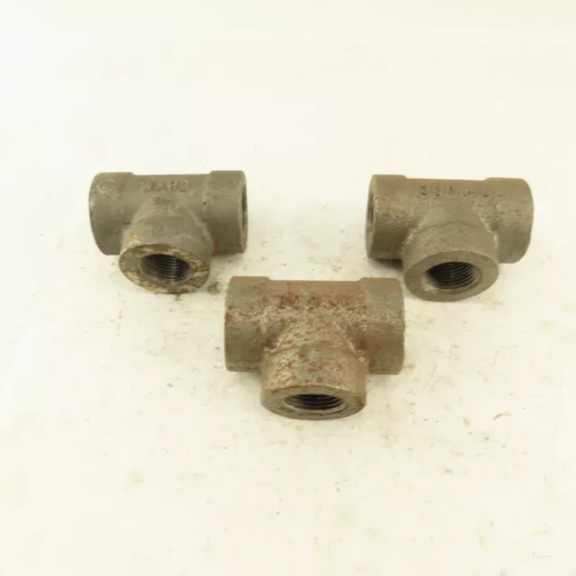 Ward 3/4x3/4x3/4"NPT 300 Malleable Iron Reducing Tee Black Pipe Fitting lot of 3