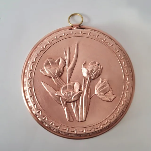 Vintage Solid Copper Tulips Jello, Baking,Wall Décor Mold 6"